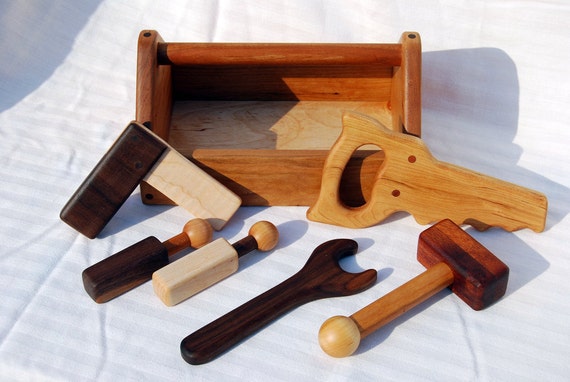 Heirloom Children's Wooden Toy Tool Set by AHigherPlaneDesigns