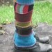Harry and the Hippie Chic Upcycled Recycled Reconstructed Ooak Blue Multi Patchwork Leg Warmers