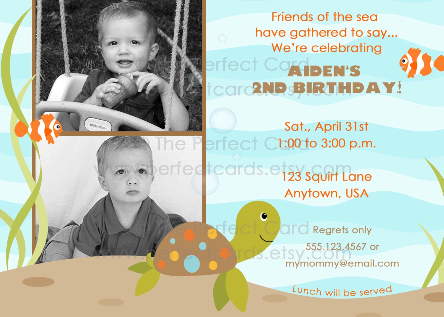 Sea Turtle Birthday Invitation