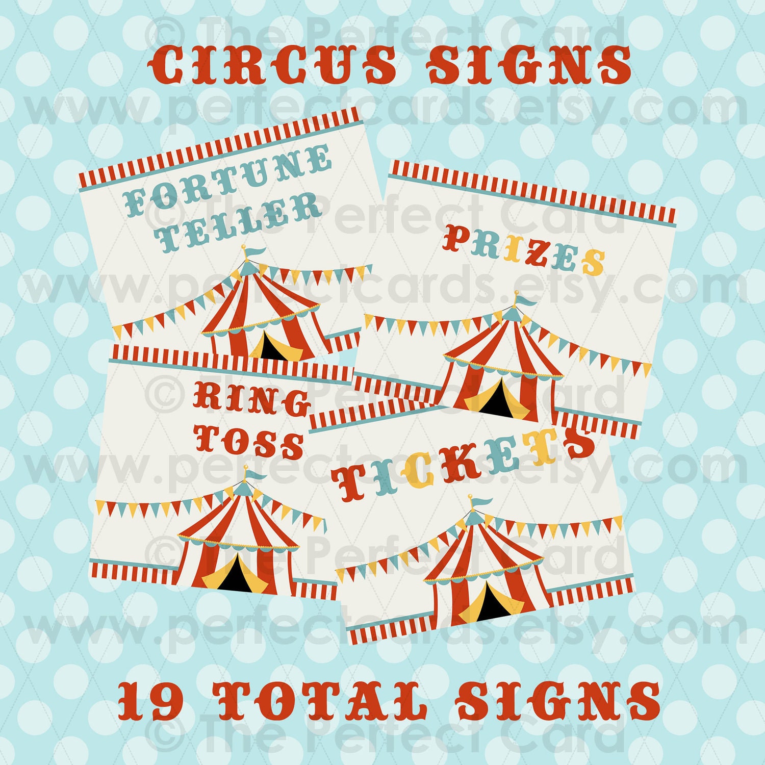 Circus Party Signs - 19 Total Signs - Printable