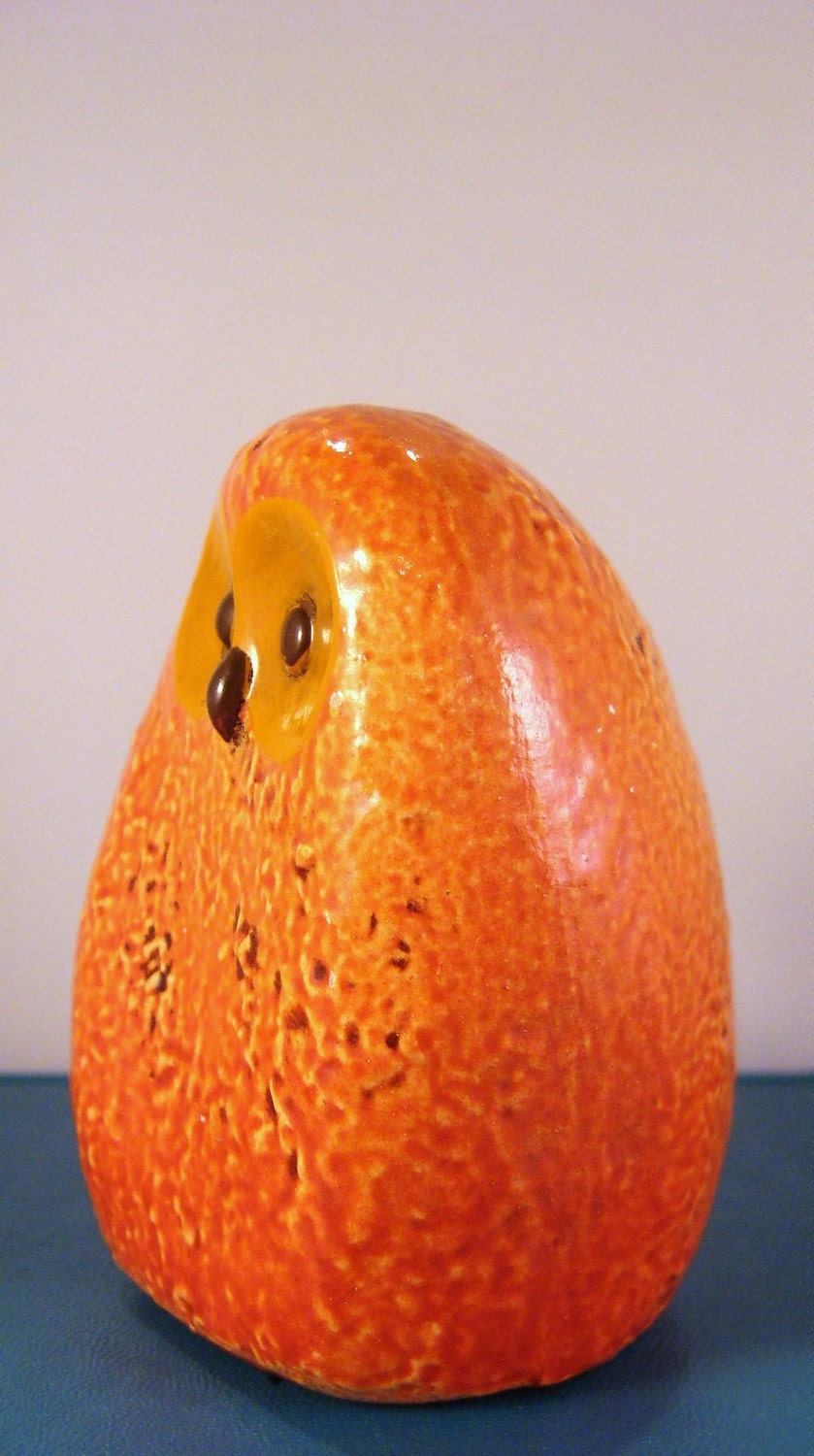 vintage orange owl figurine