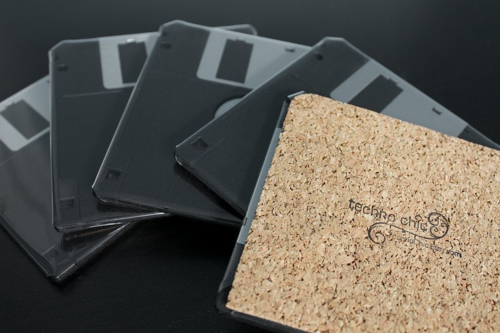 Floppy Disk Coasters - Black Set of 5 - Computer Nerd Gift