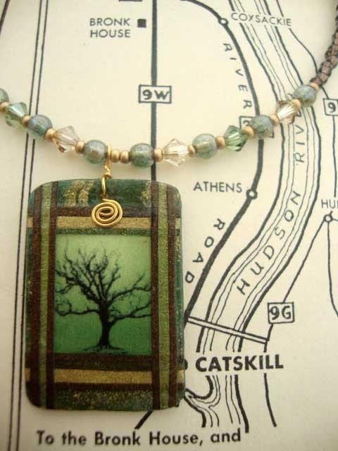 tree of life necklace in olive green