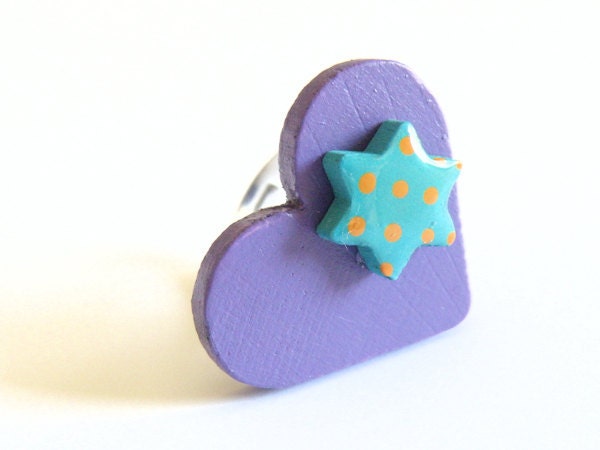 Wooden heart ring - 90s STYLE