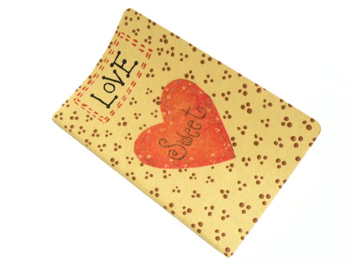 Decoupaged Pocket Moleskine - OOAK Journal with heart decoupage and country painting - OOAK