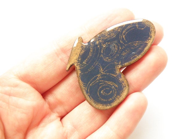 Wooden Butterfly Brooch - COBALT FLYING BUTTERFLY