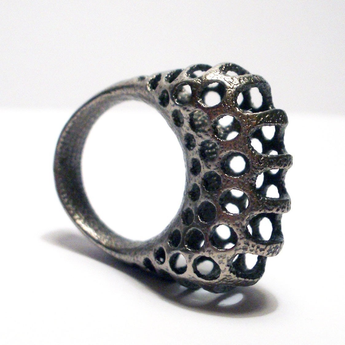 Polyoptic Ring 4.2 in Stainless Steel - 3D printed Free Shipping - uptomuch