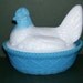 Vintage Blue and White Hen On A Basket