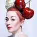 Giant Cherry Headband Burlesque Fascinator Hat Millinery Rockabilly Red Hair Accessory Bridal by Pearls & Swine