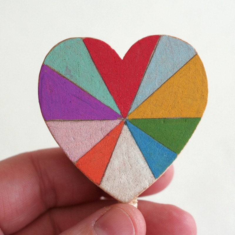 Love is Beautiful Wooden Rainbow Heart Cake Topper