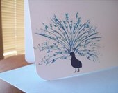 Personalized Blue Peacock Stationery Set of 10 note cards w/ envelopes