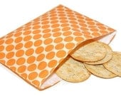 Reusable Snack Bag - Amy Butler Tangerine Full Moon Polka Dot