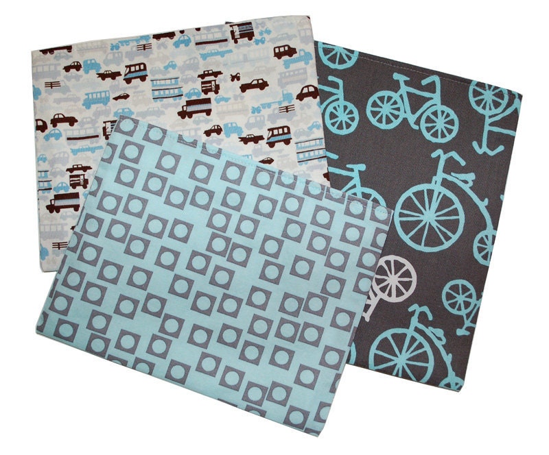 Reusable Snack and Sandwich Bag SET - Blue Bikes and Cars