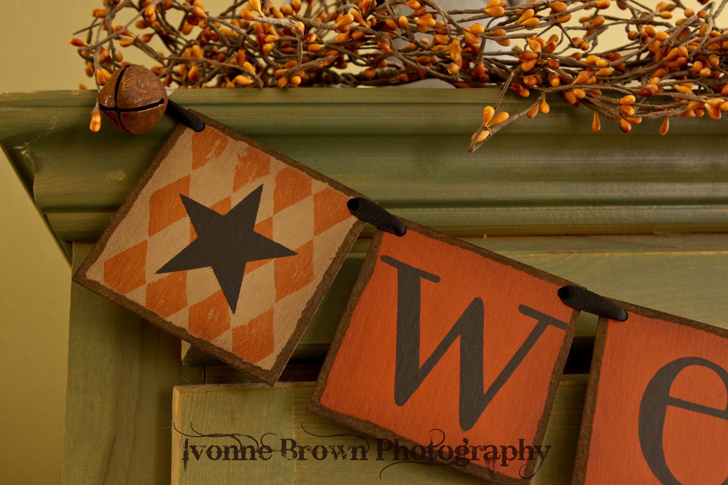 Primitive FALL banner WELCOME BANNER Garland Halloween signs photo props tdipt Harvest banner word art