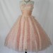Delicious Vintage 1950's Pink and White Lace and Tulle Strapless Wedding Frock