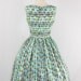 Cotton Summer Dress - 1950's Vintage - Blue and Green Polka Dot Cotton Full Skirt Summer Dress