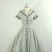 1950s Dress - Vintage Circle Skirt Navy Blue and White Taffeta Party Frock
