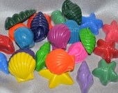 Recycled Crayons Sea Shell Shapes, 10 Bags Each Bag has 5 Shells in it, Total of 50 Crayons.
