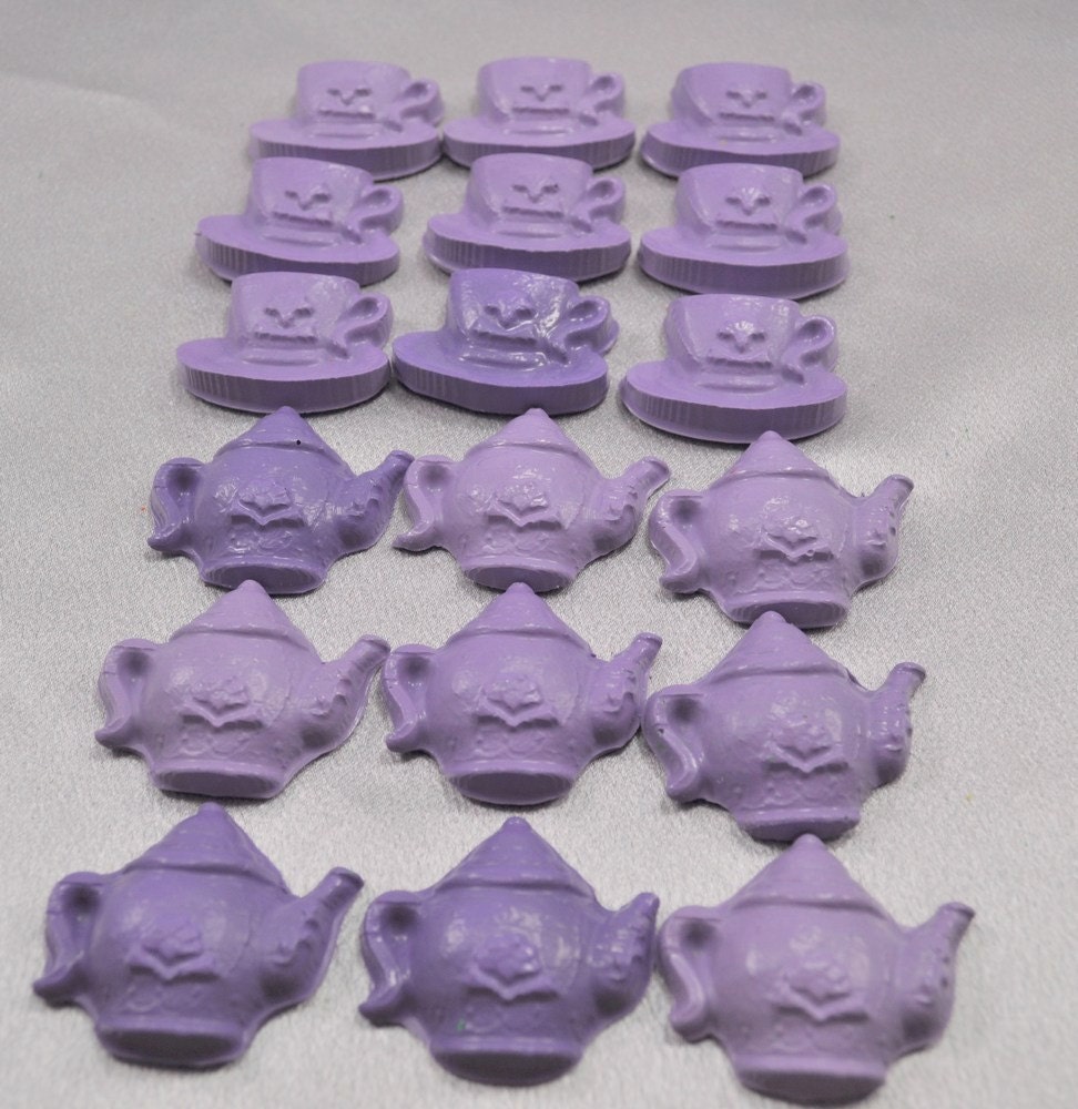 Recycled Crayons Light Purple Tea Pots and Tea Cups Shaped - Total 18 Crayons. Il_570xn