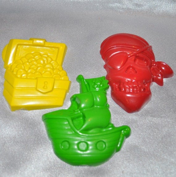 Recycled Crayons Large Pirate Shaped Total of 3. Il_570xn