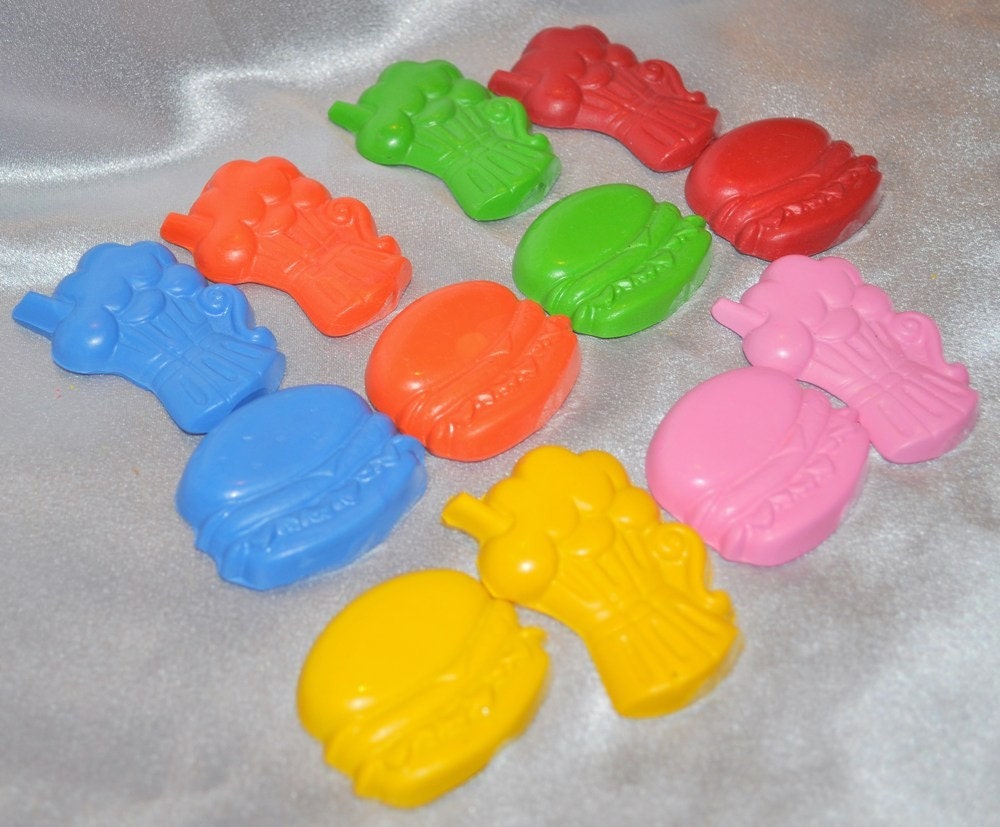 Recycled Crayons Hamburger and Shake Shaped- Total of 12 Crayons.