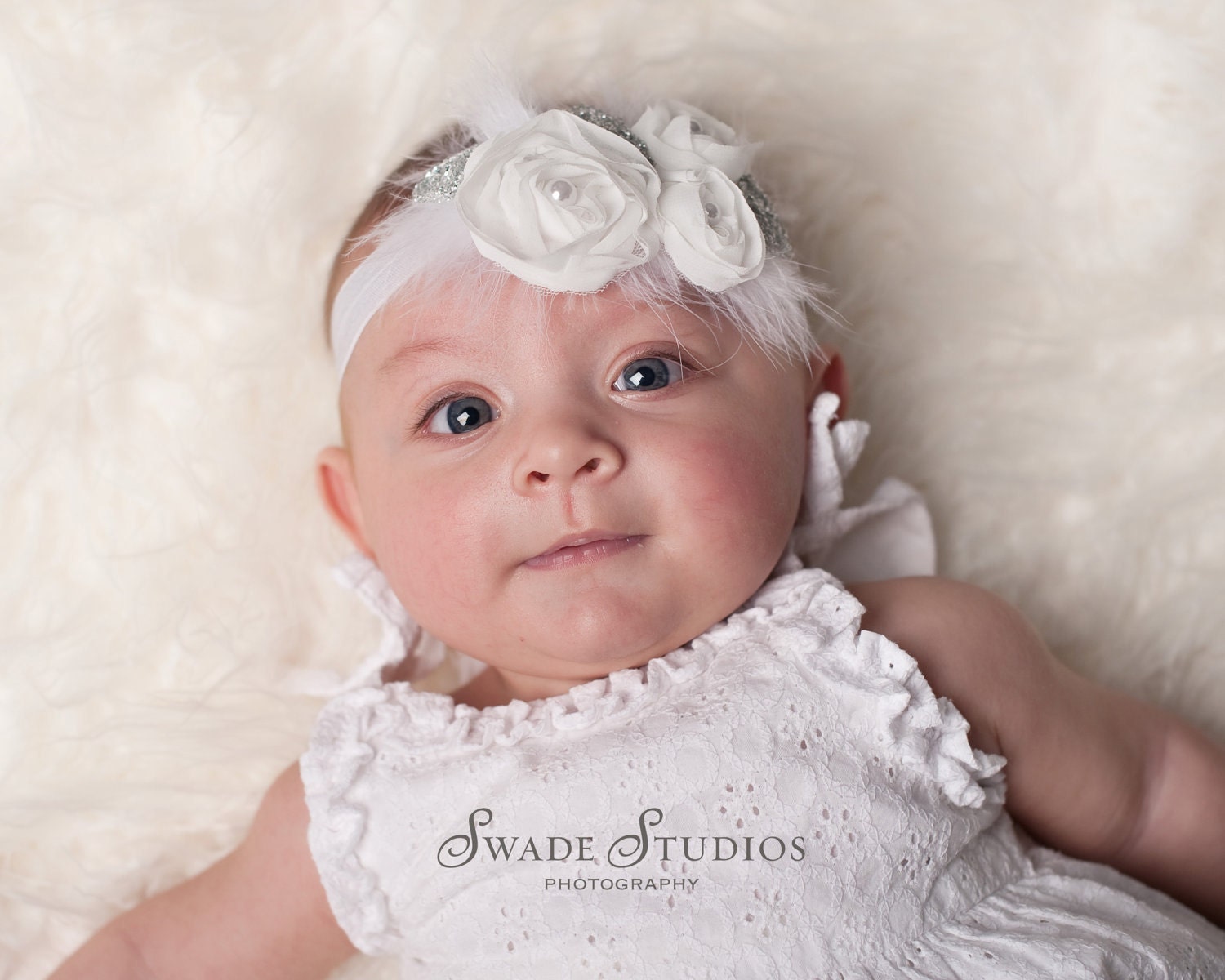 White chiffon headband, baby headband, adult headband, infant headband, child headband