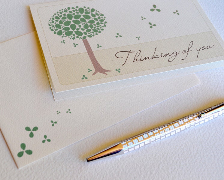 Thinking of You Card - Green Blossom Tree