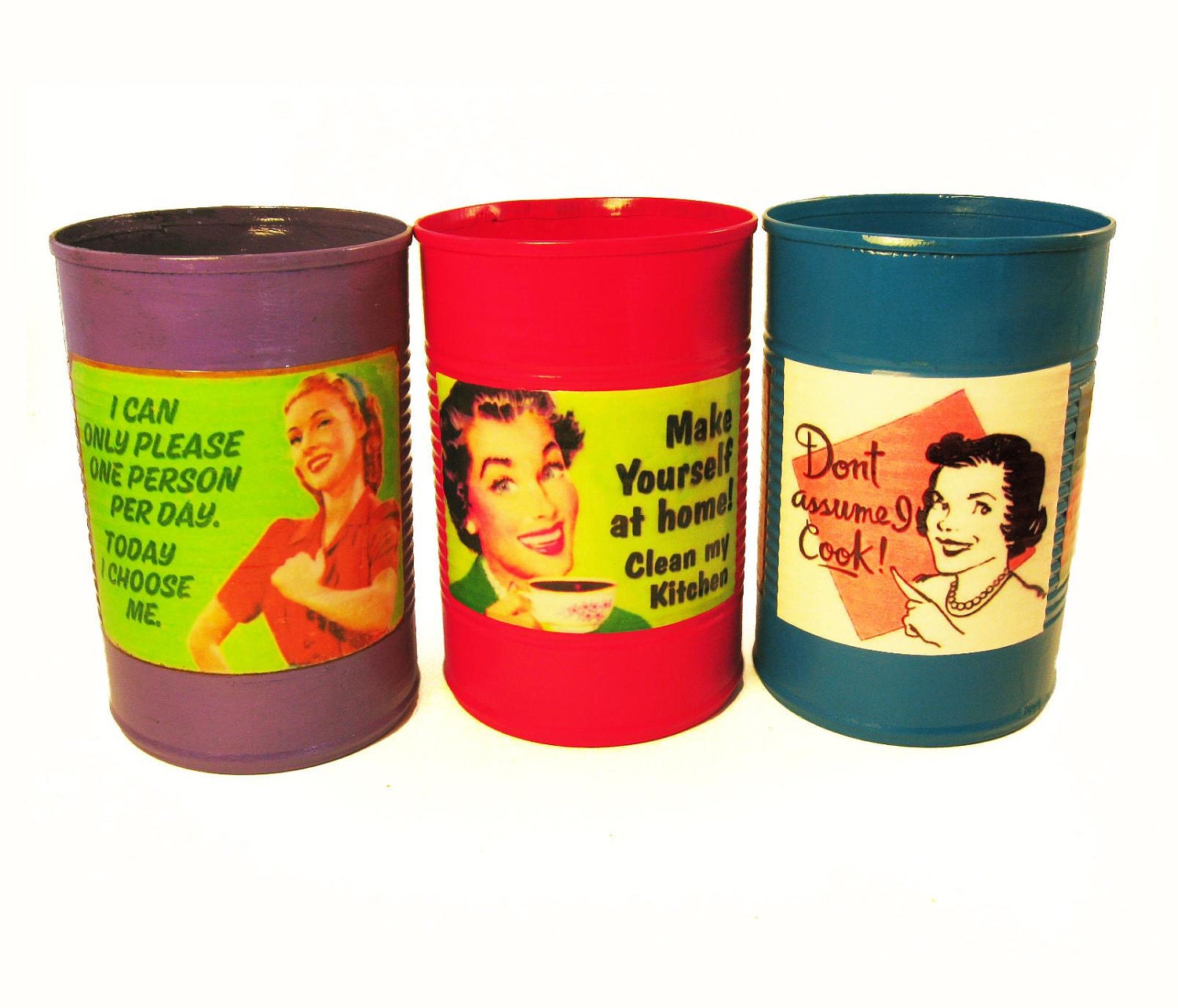 Handmade Pencil Holders - Sarcastic Retro Housewives Pen Cups