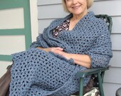 Blue Shawl - Tranquil Blue Crochet