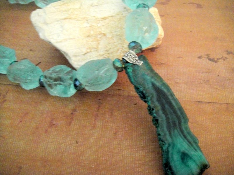 For the Love of Heavenly Blue         (Aqua Blue Quartz and Fluorite Necklace)