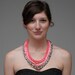Hand Printed Fabric Necklace in Pink White and Black