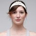 Feather Leather Headband in White