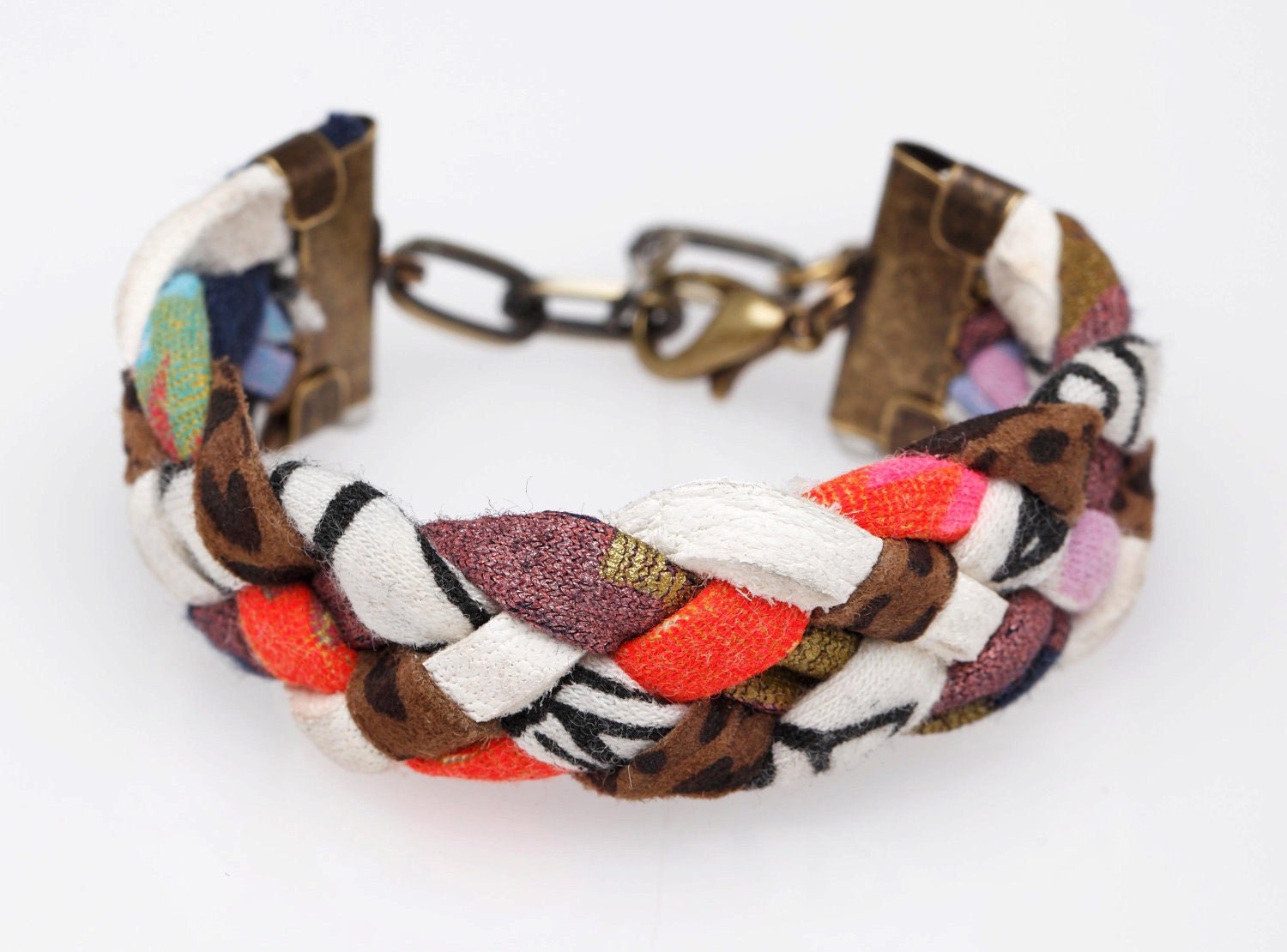 Rainbow Bright Braided Cuff Bracelet