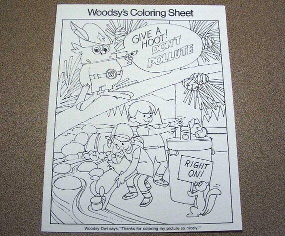 Vintage 1973 Woodsy Owl Coloring Page by BumperStickersnmore