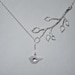 Bud Branch and Little Bird Lariat - silver grey white dainty pendants - sterling silver chain - morganprather