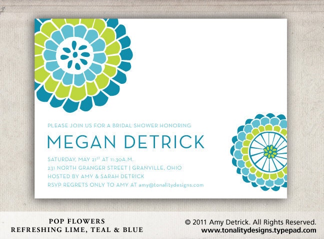 DIY Printable Invitation: Pop Flowers (Multiple Color Ways Available)