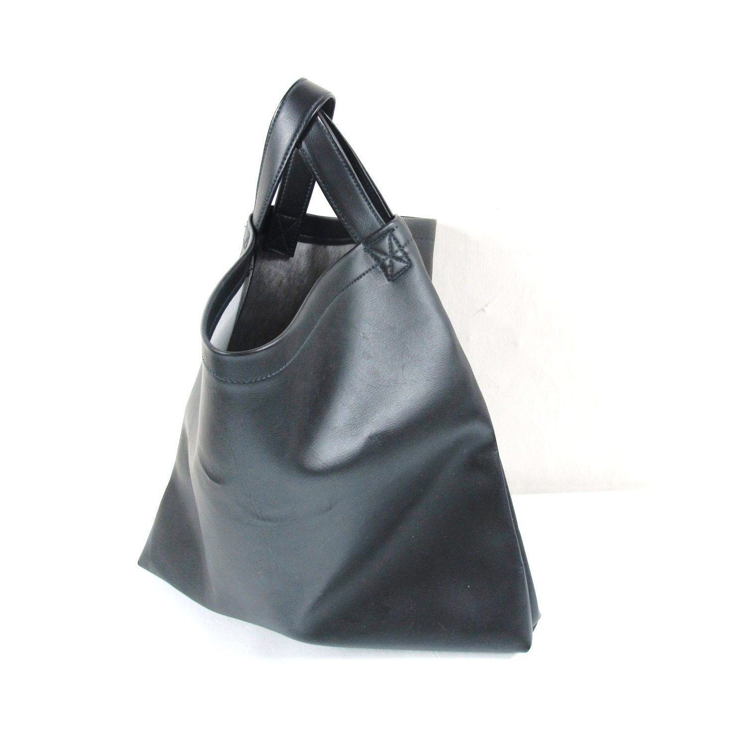 70s Naugahyde Faux Leather Minimalist Tote Bag