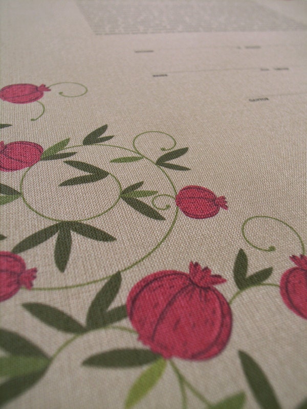 Ketubah -  Pomegranate Branches (Printed on Italian Bookcloth)