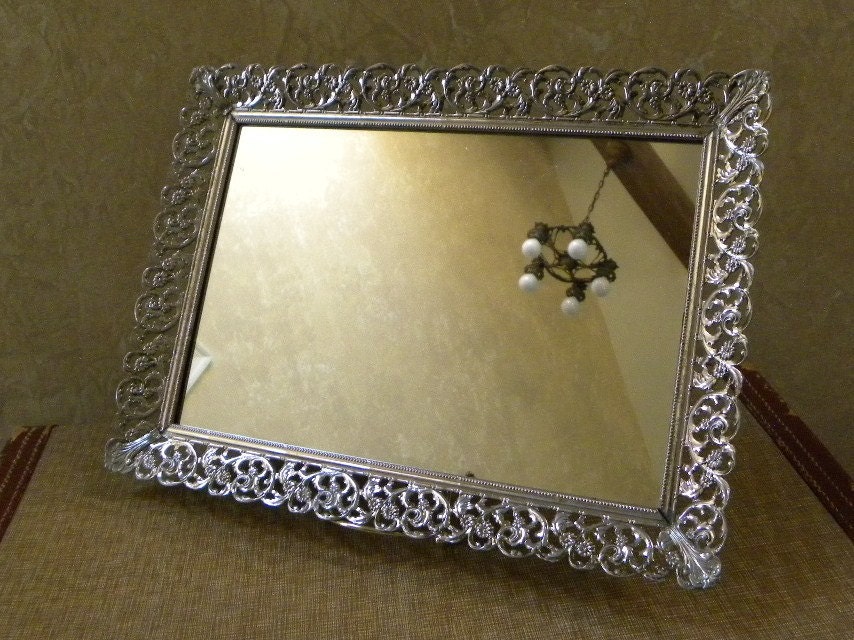 Vintage Gold Filigree Vanity Mirror