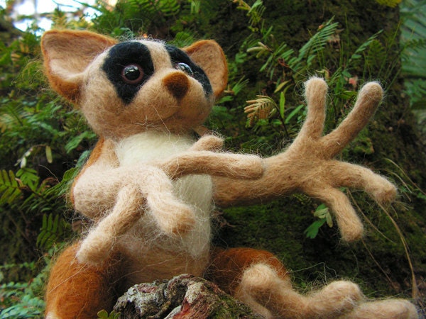 Unique Needle Felted Creature - Lemur Sculpture
