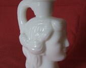 Vintage Avon Grecian Pitcher Decanter Milk Glass Woman Bottle