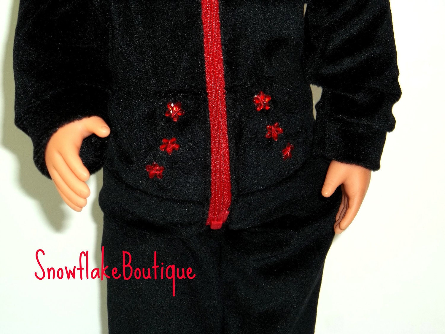 18 inch Doll Clothes American Girl Black Velour Hoodie & Pants