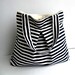 Tote bag-Black and White Stripe-Double Straps-Large