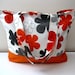 Beach Bag-Orange Grey Flowers-XL-Zipper Closure