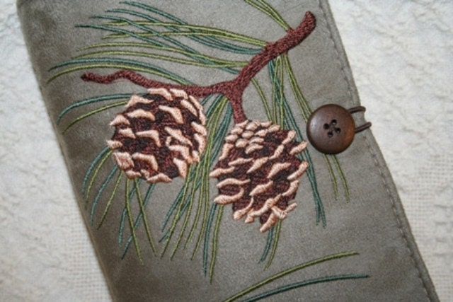 Pine Cone Embroidered Book Cover