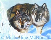 Wolves painting wildlife art by Michaeline 8x10 inches