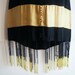 vtg 1920's iconic fringe flapper dress, black and champagne silk with glass bead fringe