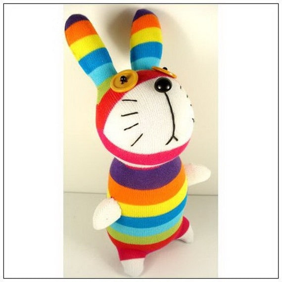 Handmade Sock Rabbit Bunny Stuffed Animal Doll Baby Toys easter gift