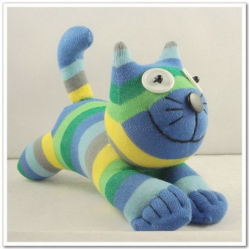Handmade Sock Cheshire Cat Kitty Stuffed Animal Baby Toy