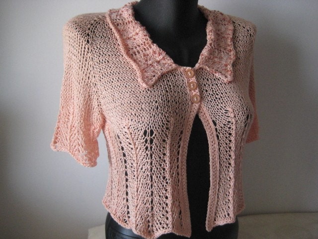 Apricot Viscose Hand Knitted Cardigan Spring Fashion
